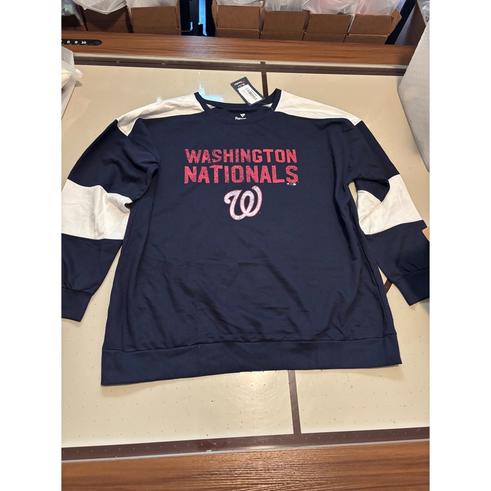 1277 Fanatics Washington Nationals Navy White Sweatshirt 1X MLB HMLBPIECRWNA
